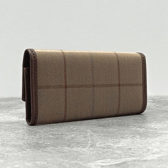 4NWOT Burberry Plaid 4 Leather Canvas Gold Ring Compact Small Sz Key Case Pouch - Picture 4 of 10